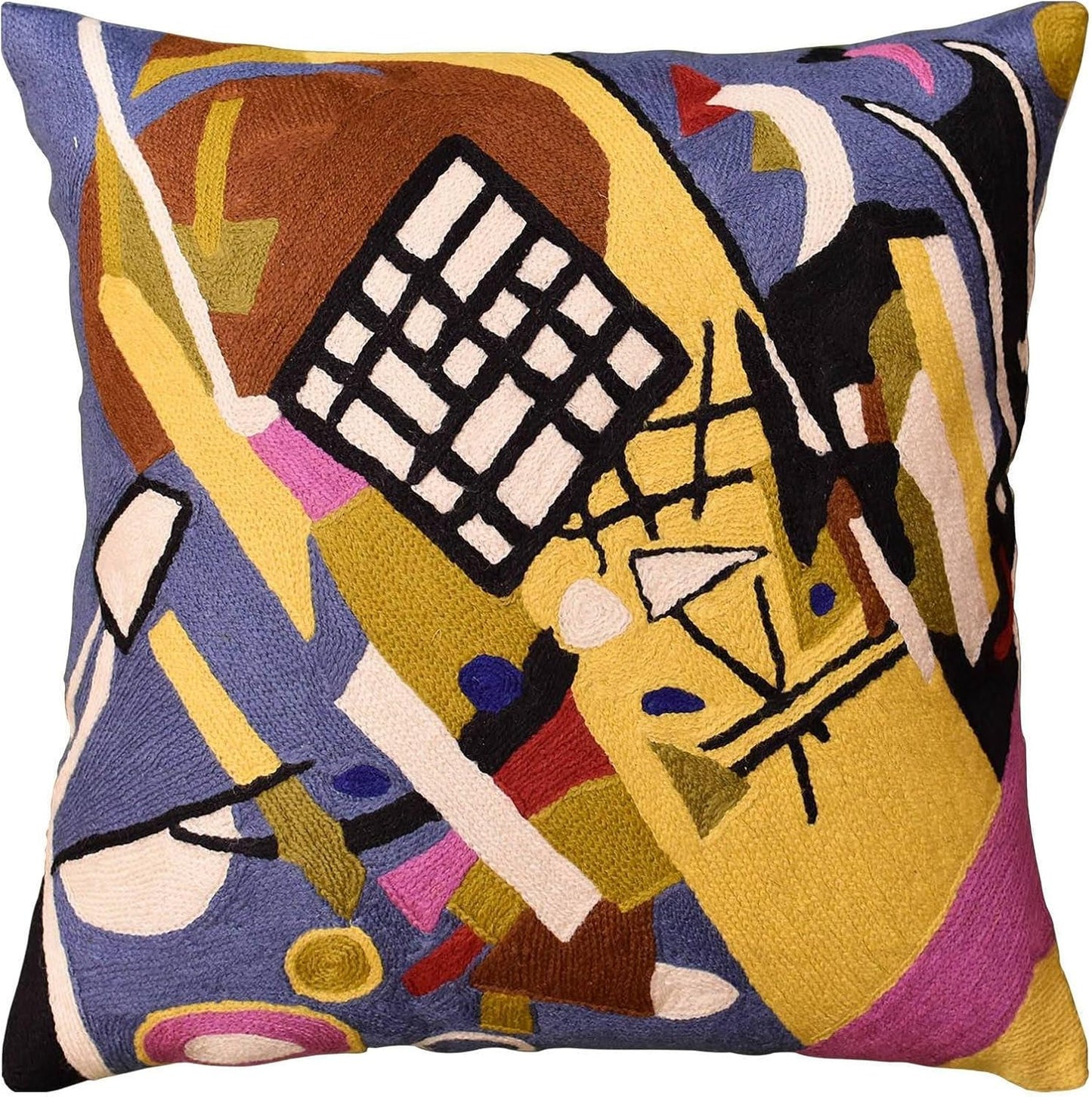 Kandinsky Modern Pillow Cover Frame Gray Abstract Pillowcase Grey Modern Chair Cushion Contemporary Outdoor Pillows Kids Room Handembroidered Wool Size 18x18