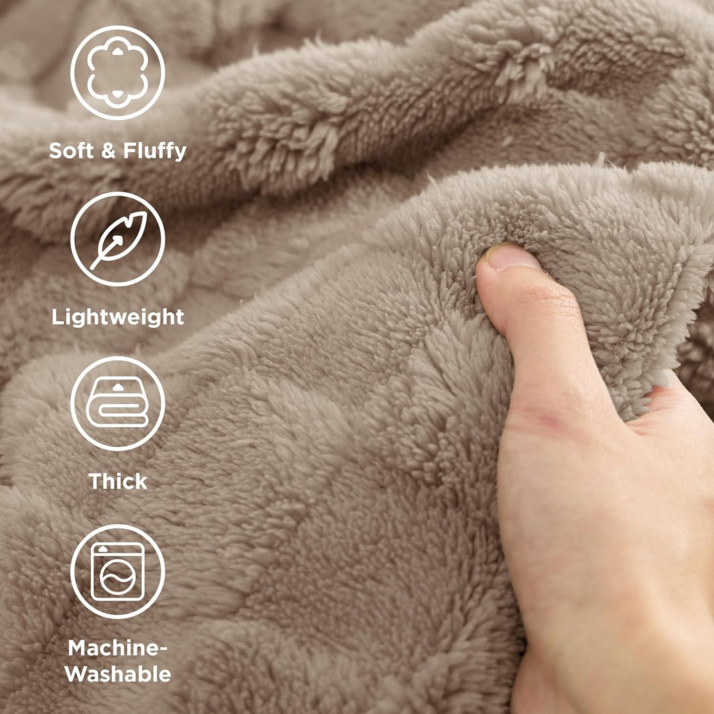 Bedsure GentleSoft Blankets Queen Size for Bed - Super Soft Cozy Blanket for Women Men Girls, Large Fuzzy Fleece Throw for Bedroom Decor, Light Taupe, 90x90 Inches