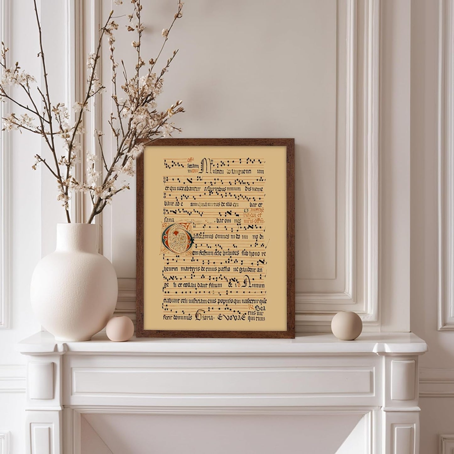 Poster Master Vintage Hymnal Poster - Retro Music Print - Gift for Artist, Friend - Graduale Aboense, Gregorian Chant Manuscript, Score - Wall Decor for Living Room, Bedroom, 11x14 Brown Framed