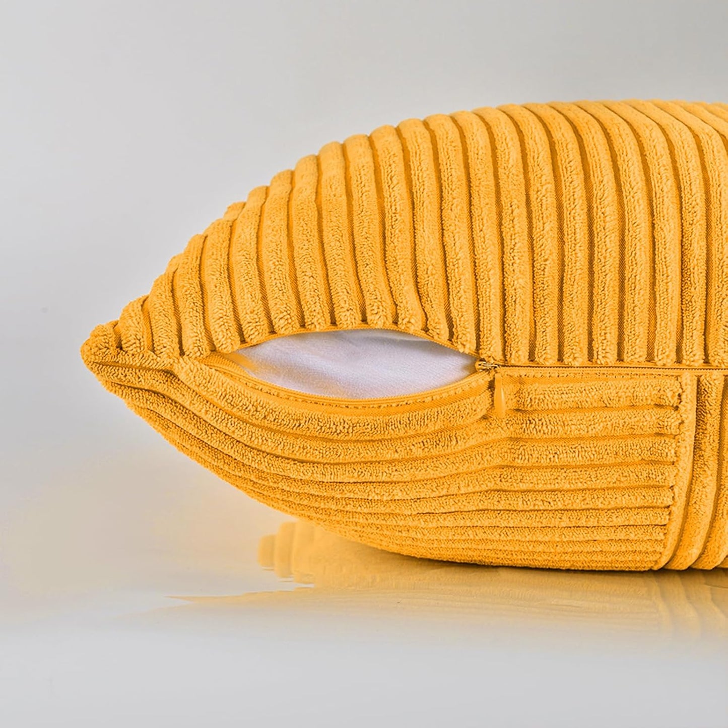 Fancy Homi 2 Packs Gold Yellow Decorative Throw Pillow Covers 22x22 Inch for Living Room Couch Bed Sofa, Farmhouse Boho Home Decor, Soft Corss Corduroy Patchwork Accent Square Cushion Case 55x55 cm