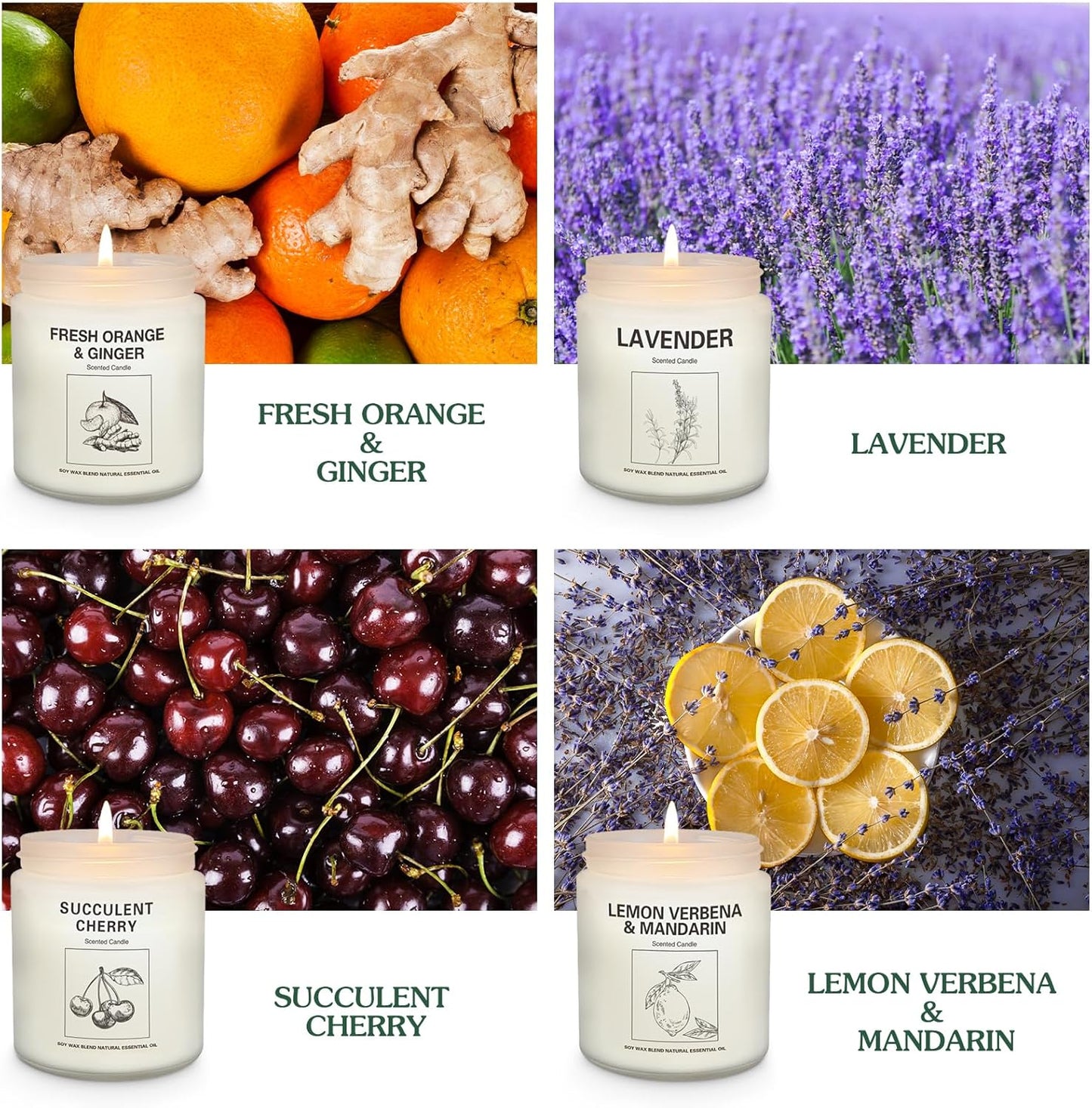 Natural Soy Wax Aromatherapy Candles - 4 Pack 7.1oz, Over 240 Hours Burn Time, Scented Candles Gifts for Women - Lavender