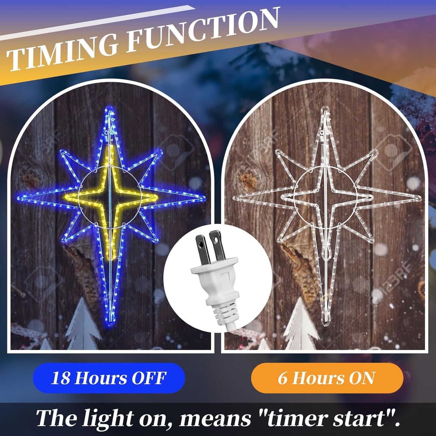 51'' Christmas Star of Bethlehem LED Star Hanging Lights Nativity Holy Family Light for Door Window Porch Wall Decoration Plug Operated Lighted Hanging Tree Topper(Blue, White)