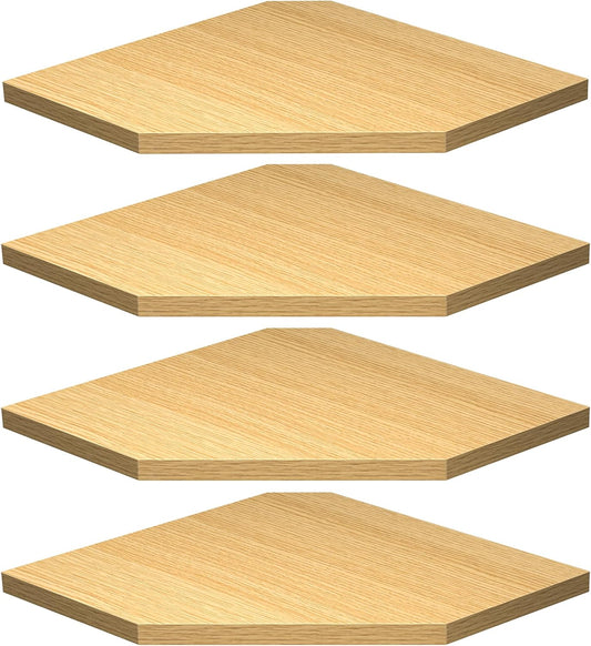 Corner Shelf Wall Mount, Corner Floating Shelves, Set of 4 Corner Wall Shelf Organizer, Rustic Wood Wall Storage Display Shelves for Living Room Bedroom Bathroom Kitchen, Oak