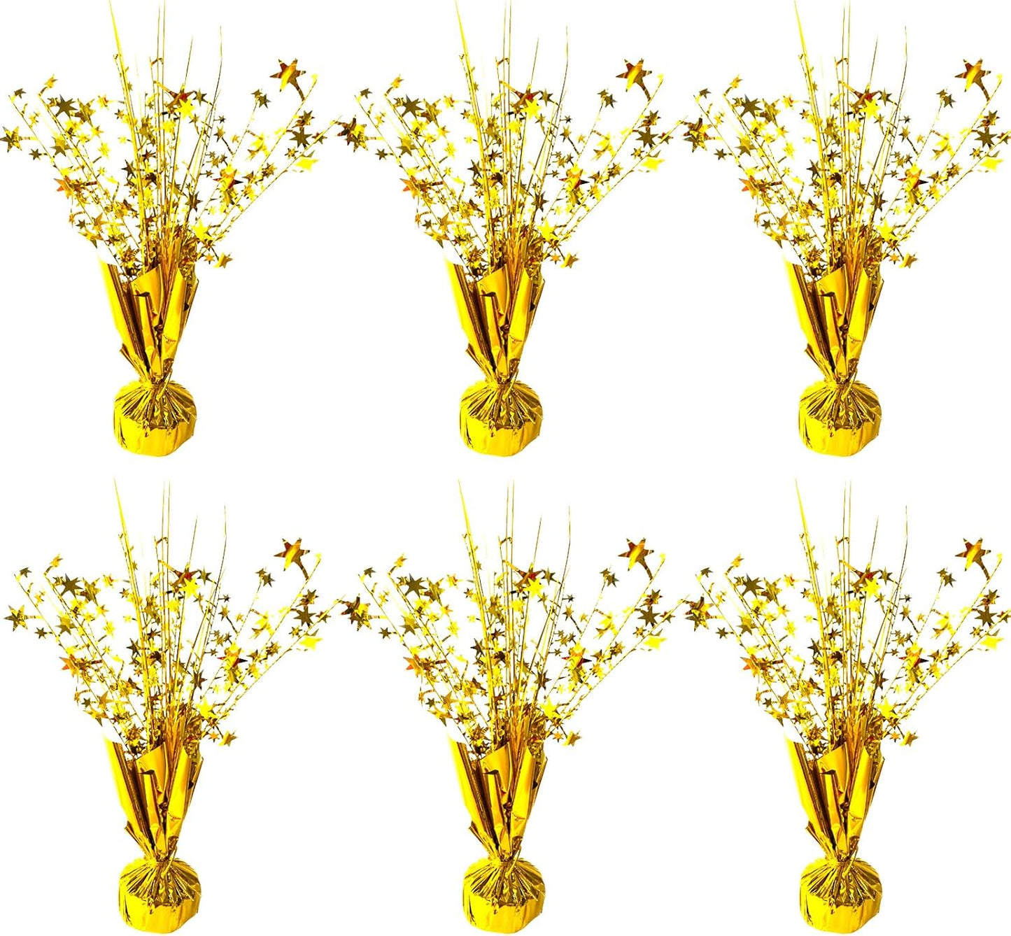 6 Pack Metallic Foil Spray Centerpiece Star Table Decoration Burst Table Centerpieces for Birthday Wedding Anniversary Graduation Holiday Party Supplies Decor, Gold