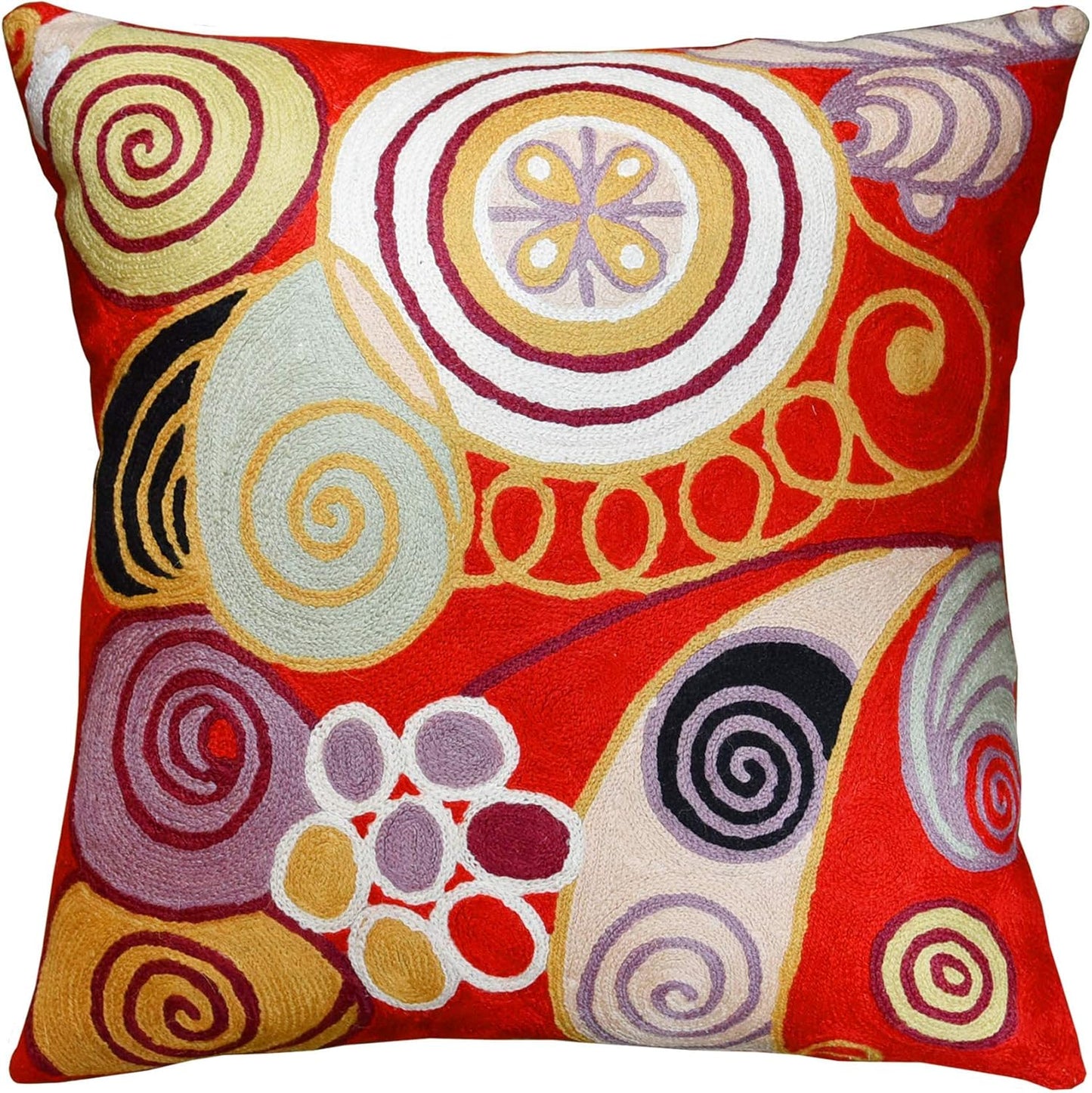 Hilma Al Klint Red Pillow Cover Modern Red Pillowcase Abstract Chair Cushion Accent Throw Pillowsham Mid Century Chair Cushions Hand Embroidered Wool Size 18x18