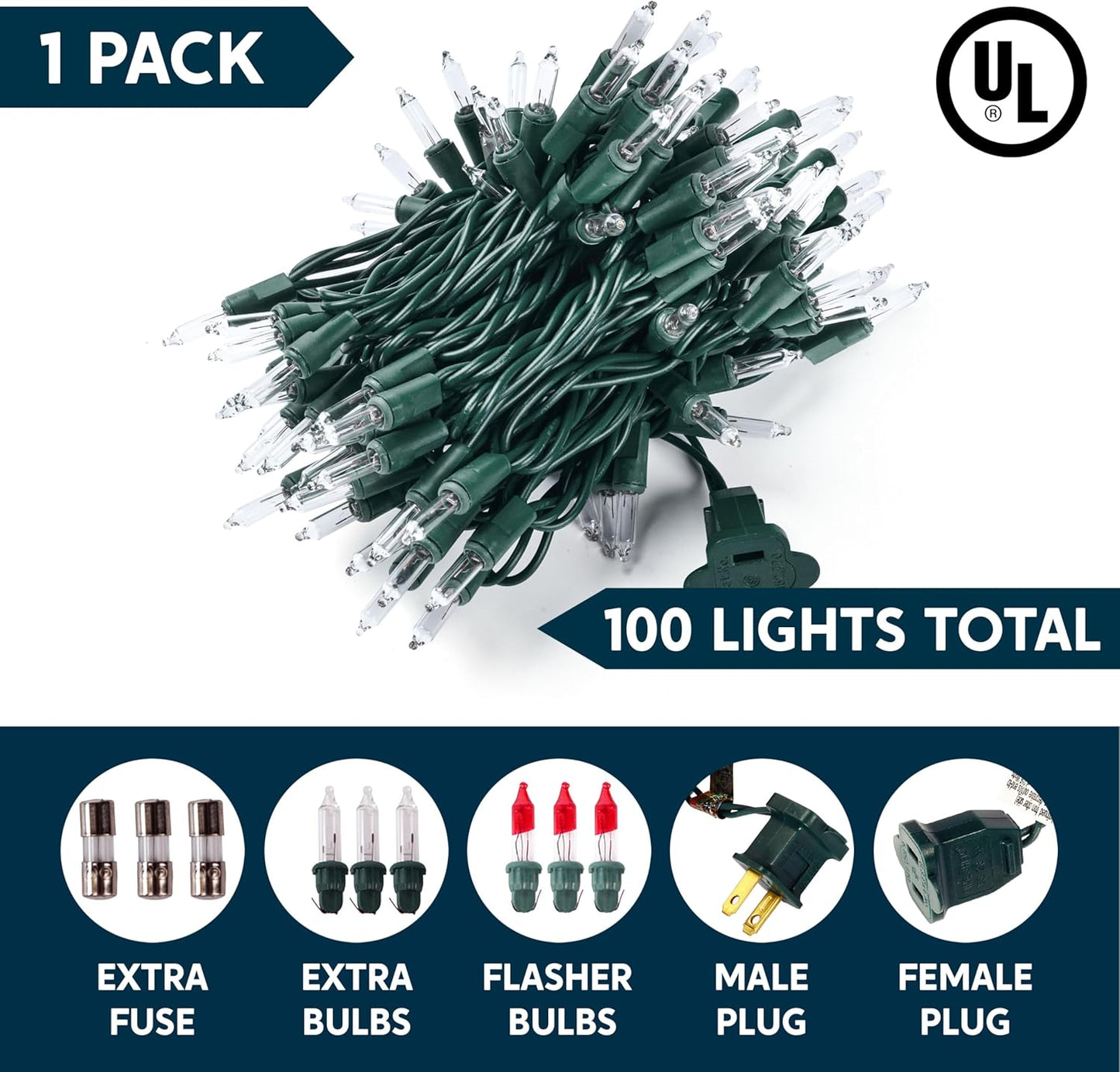 Joiedomi Clear Christmas String Lights Indoor,100 Count Mini Warm White Fairy Light,21.4 FT Lighting Decor for Patio Dorm Classroom Bedroom Holiday Wedding Party Garland Birthday Festival,Green Wire