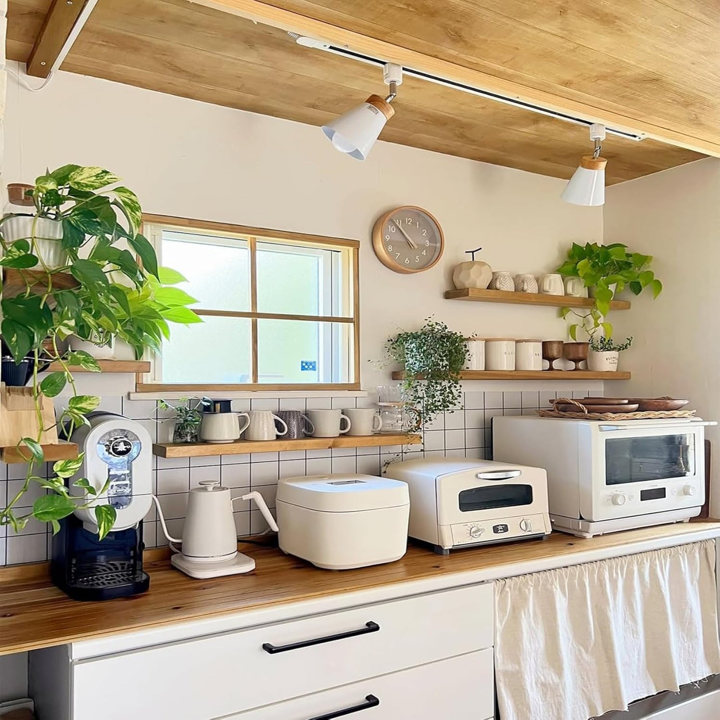 IAE Floating Wall Shelves 36 inch,Bathroom Shelves Wall Mounted,Invisible Shelves Floating Kitchen Shelves,Wooden Wall Shelves with Brackets for Living Room Wall Mounted,Easy Install,Set of 2,Natural