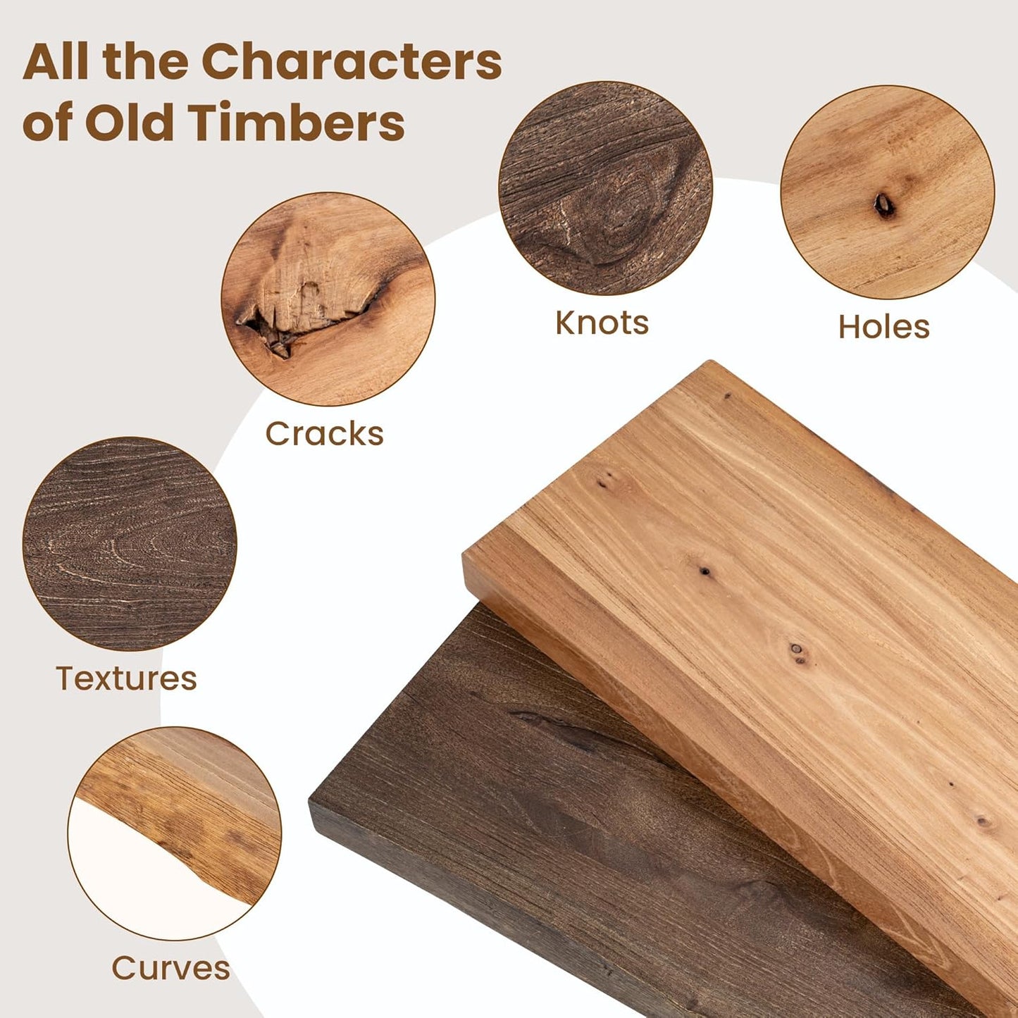 Floating Shelves for Wall Decor, Rustic Solid Elm Wood Floating Shelves Wall Mounted, Wall Shelves with Invisible Bracket for Living Room Bathroom Bedroom Kitchen, 36 Inch Set of 2, Walnut