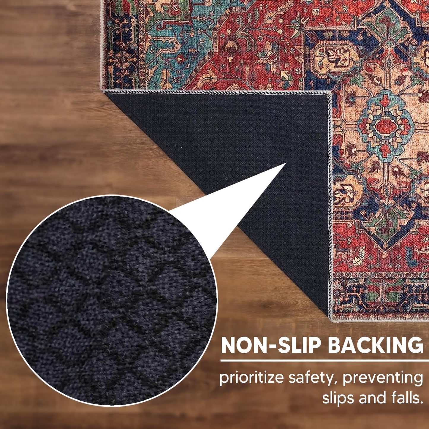 Keen Home Design 2x12 Rug - Machine Washable Runner Rug with Non-Slip Backing, Ideal for Hallway, Entryway, Kitchen, Laundry Room - Vintage, Easy Clean, Durable, Low Pile - (2'6" x 12')