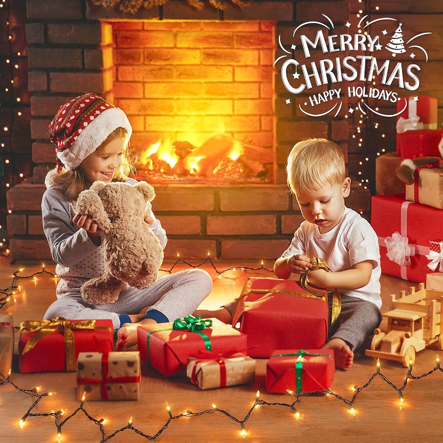 YOUNGAR Christmas Clear Outdoor Lights, 2 Pack 23FT 100 Green Wire Connectable Incandescent Mini UL Approved Tree Light for Xmas Home Patio Holiday Party Garden Decor (Warm White)