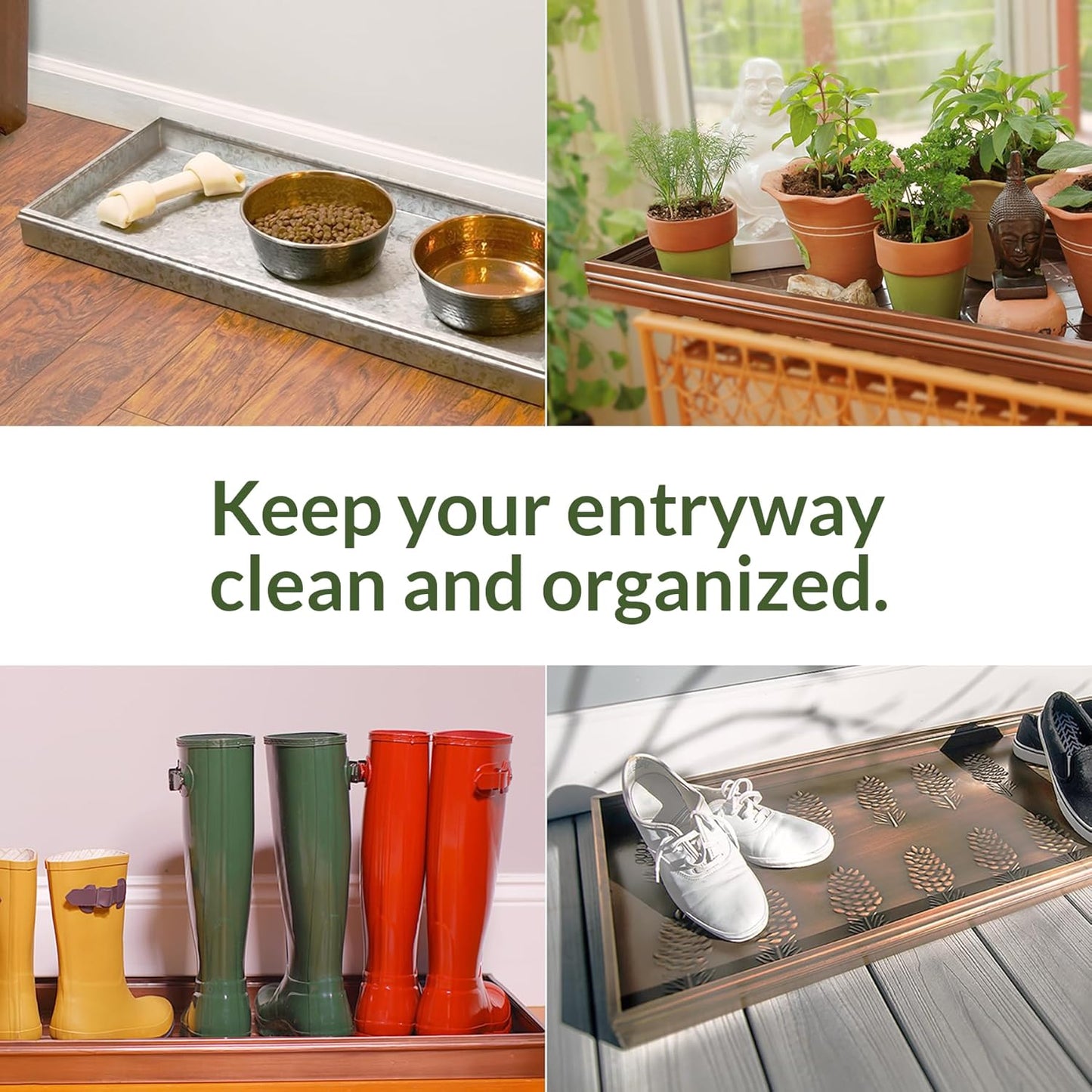 Good Directions Large Boot Tray, Circles Multi-Purpose All Weather Decorative Boot Tray, Shoes, Plants, Garage, Patio Door, Pet Bowls, 34 inch Entry Indoor Shoe Tray, Copper Finish