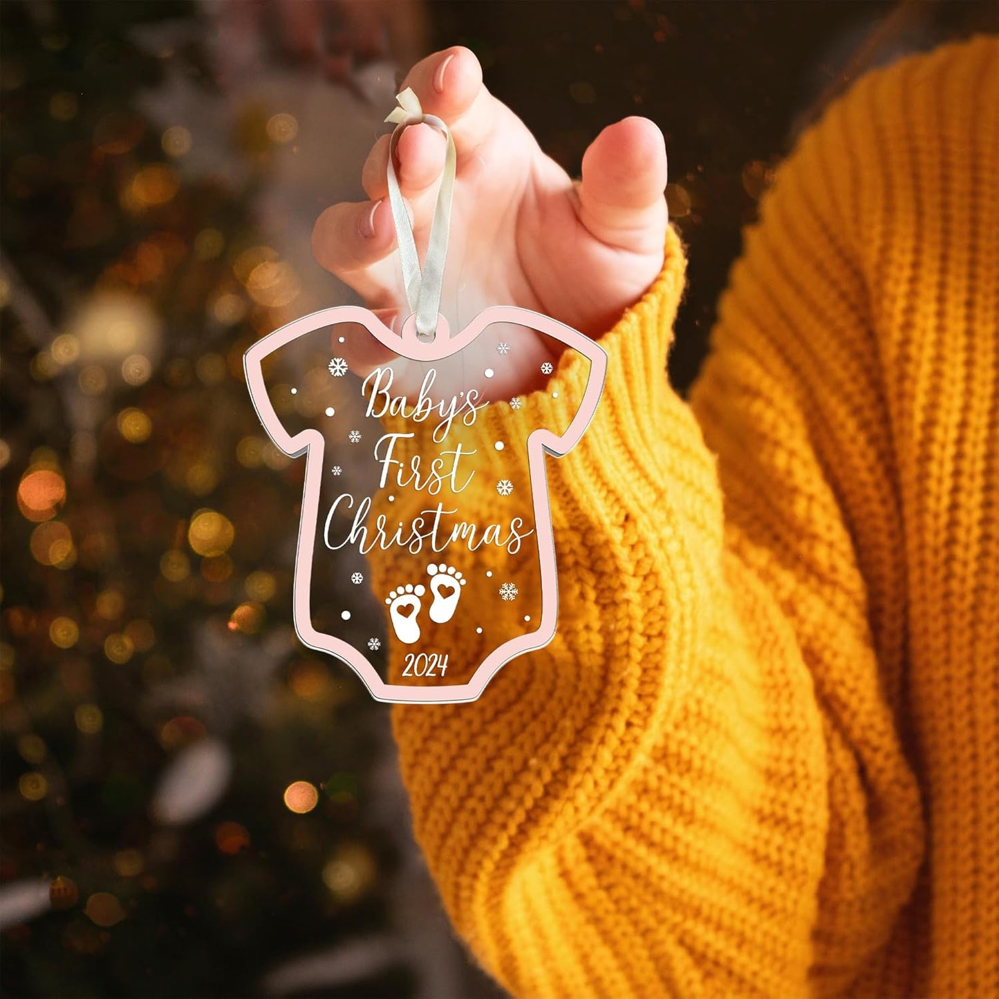 Baby Girl First Christmas Ornament - Baby Girl First Christmas Ornaments - 2 Layer Acrylic Ornament
