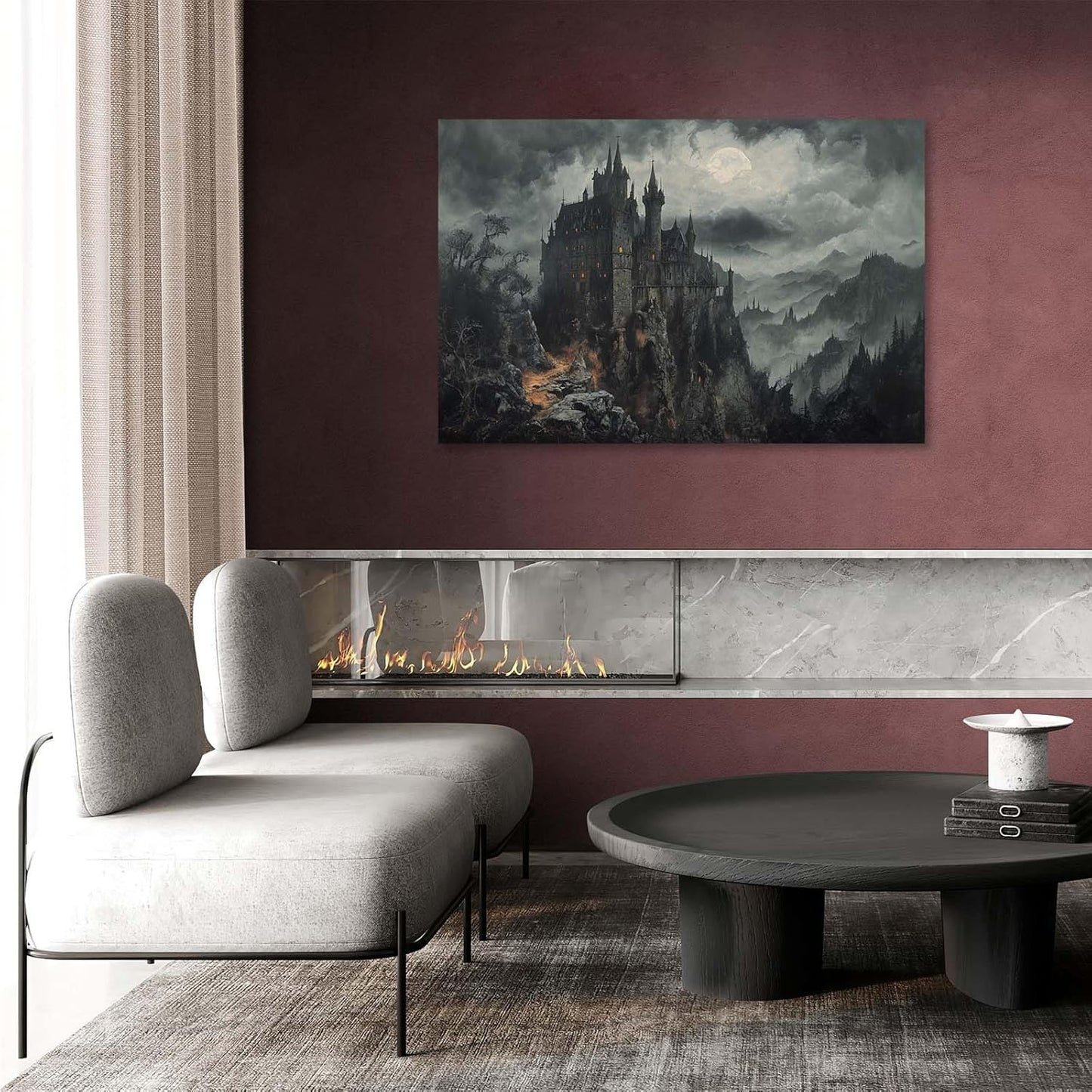 JFHCQJPK Vintage Castle Poster Dark Academy Victorian Gothic Castle Wall Art Poster Moody Mystical Art Print Suitable for Home Living Room Bedroom12x16in Frameless