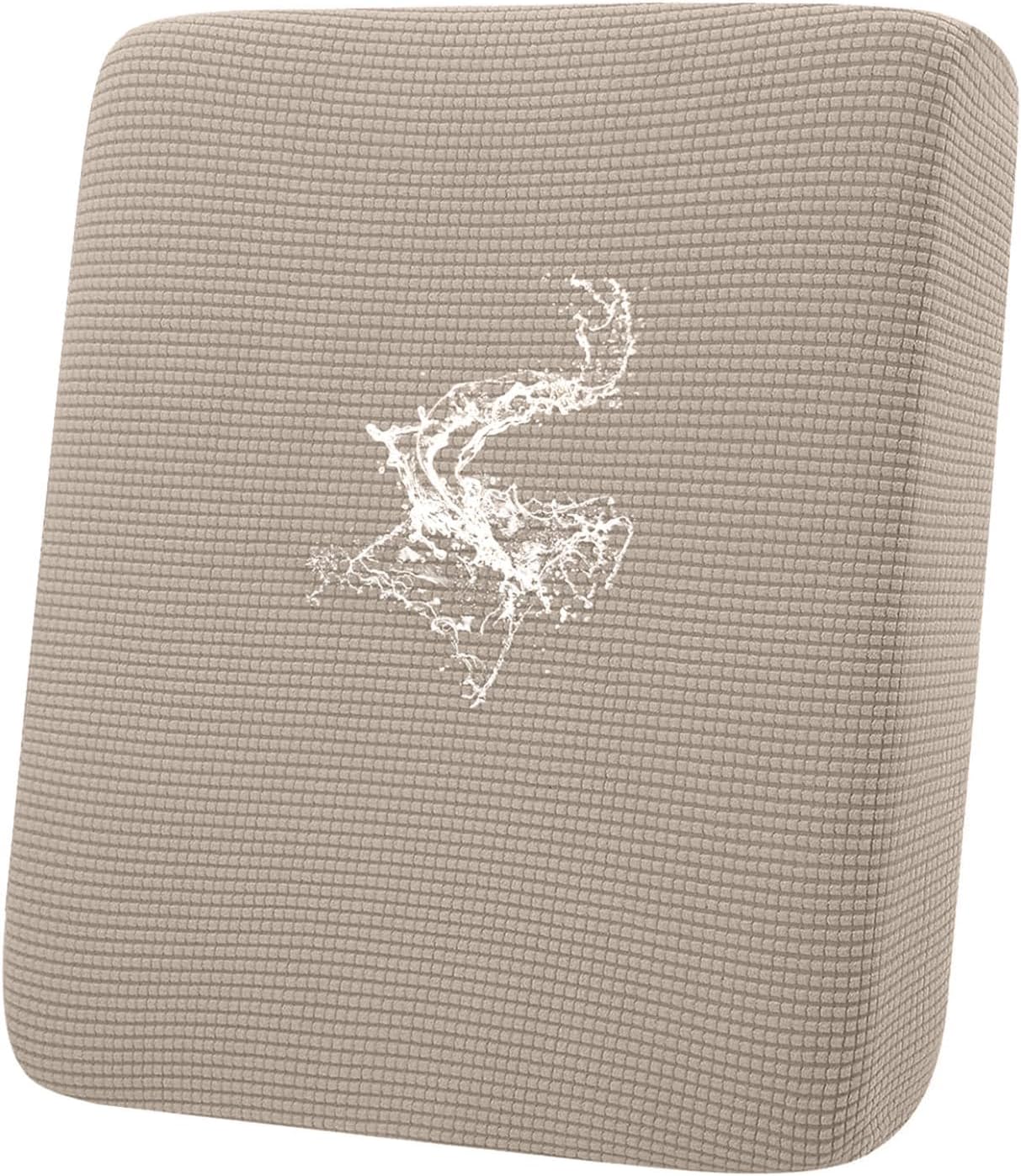 hyha Waterproof Couch Cushion Covers for Pets, Non Slip Sofa Seat Cover for Dogs Washable, Soft Thick Stretch Jacquard Fabric, Sofa Slipcovers with Elastic Bottom (1 Piece for Backrest L, Taupe)