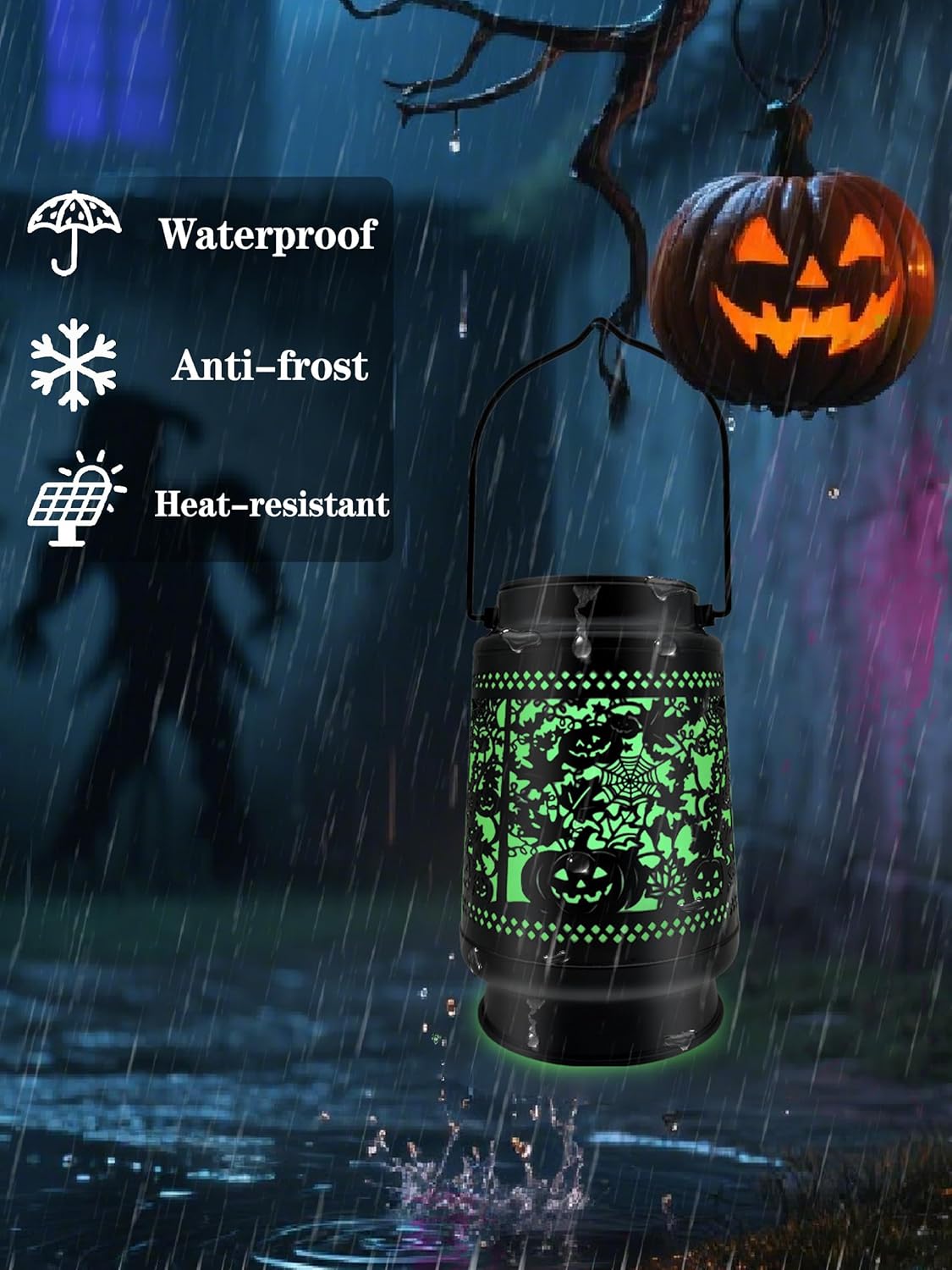 Halloween Decor Solar Lanterns Outdoor Waterproof Halloween Decorations Scary Ghost Spooky Lights for Garden, Patio, Yard, Lawn Porch Hanging Solar Lights Unique Gifts for Outdoor Decor