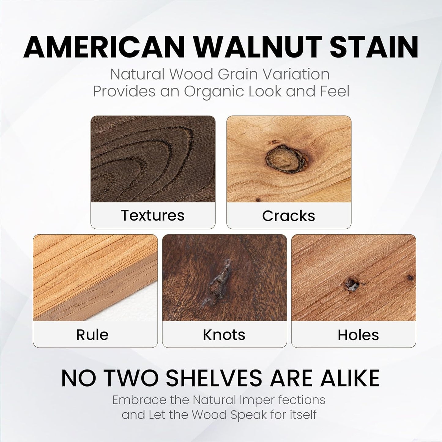 Fun Memories Floating Shelves for Wall, 24"x9.3" Rustic Solid Elm Wood Shelves, Heavy-Duty Wall Mounted Shelves with Invisible Brackets, Set of 2 for Living Room, Bedroom, Kitchen, Natural Finish