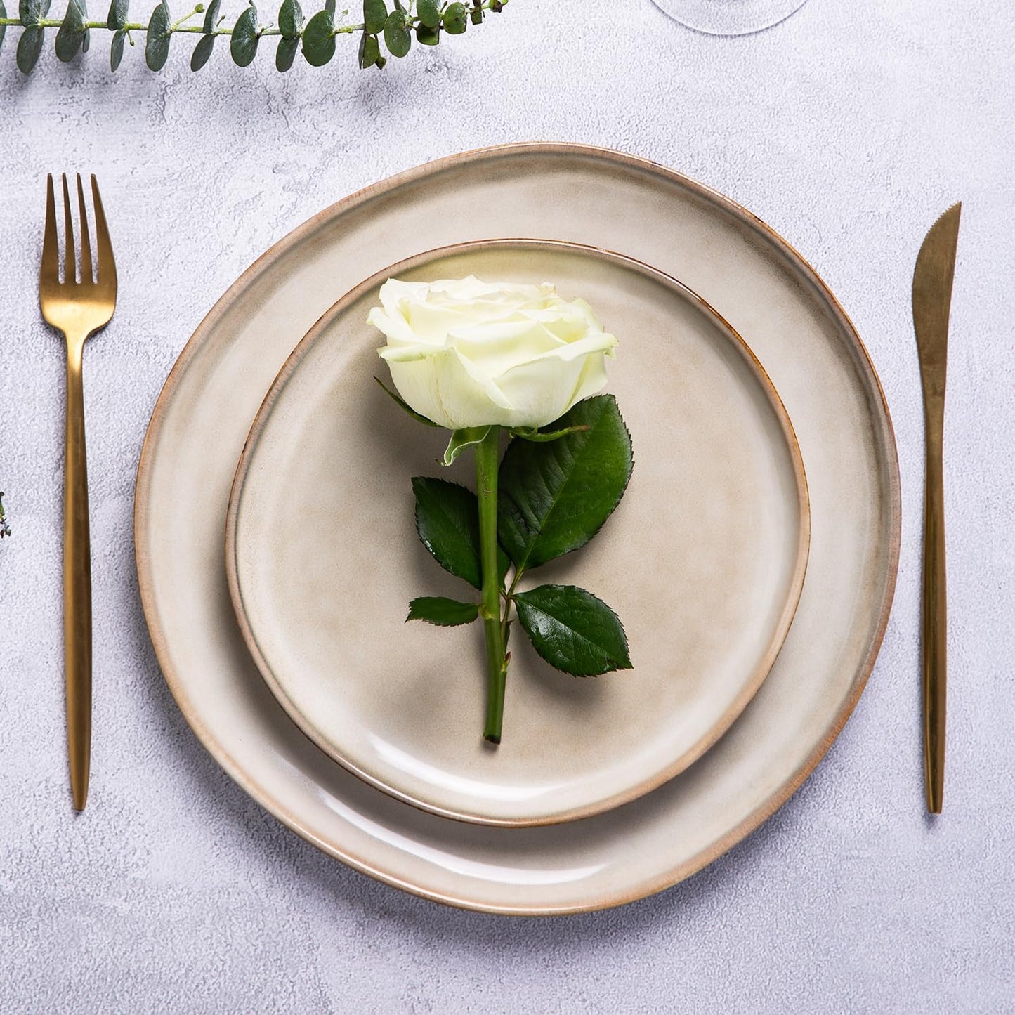 AmorArc Ceramic Dinnerware Sets,Handmade Reactive Glaze Stoneware Plates and Bowls Sets,Highly Scratch Resistant | Dishwasher & Microwave Safe Dishes Set,Service for 8 (24pc)