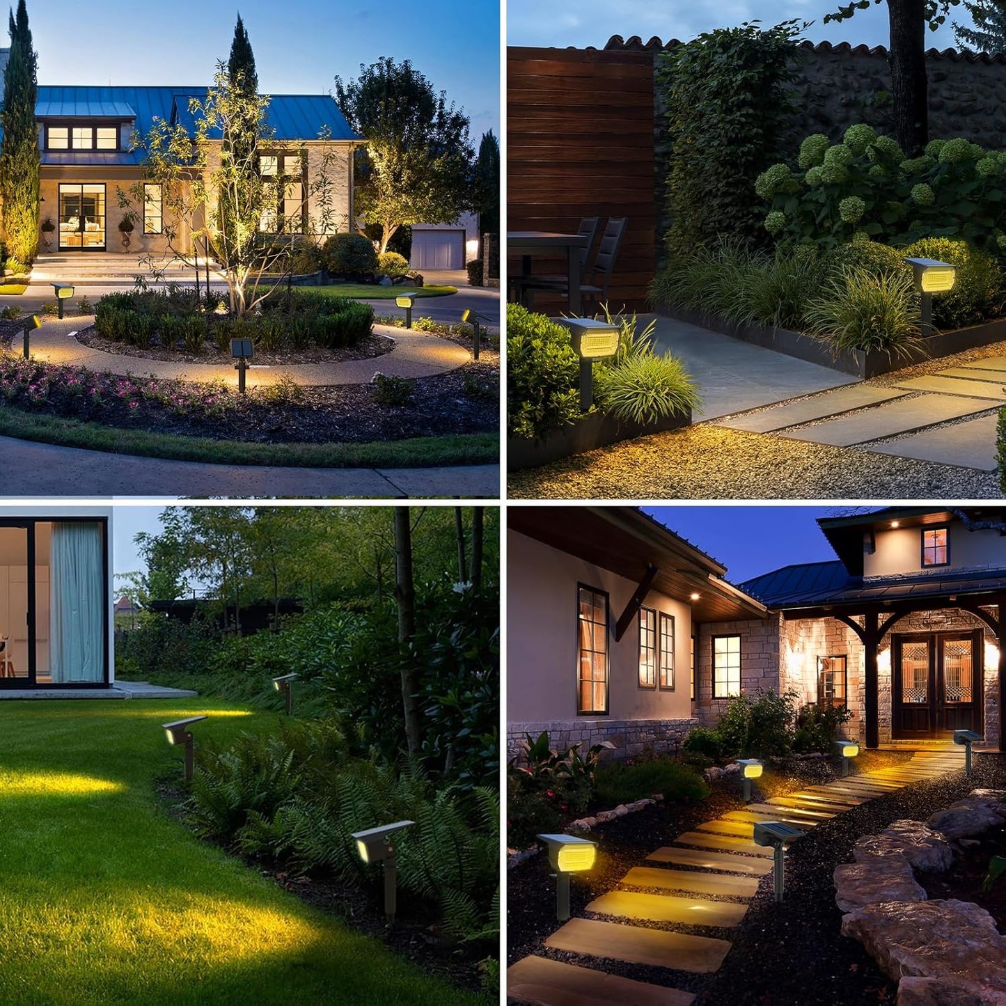 Solar Spot Lights Outdoor Motion Sensor with 3 Modes, [ 4 Pack/56 LED ] Solar Spotlights Outdoor Waterproof 2-in-1 Auto On/Off Landscape Lighting for Outside Yard Wall Garden Pathway, Warm White