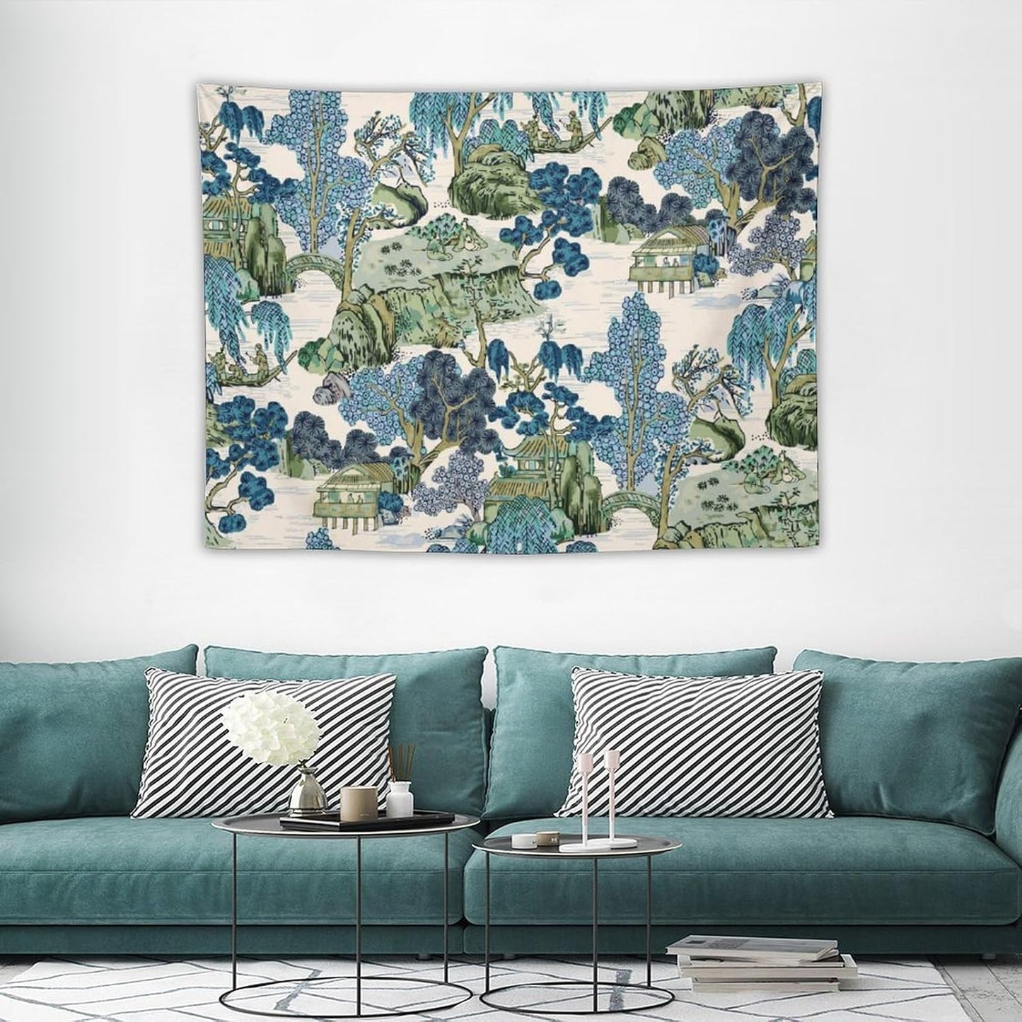 Asian Floral Wall Tapestry, 40"x30", Bedroom & Living Room Decor
