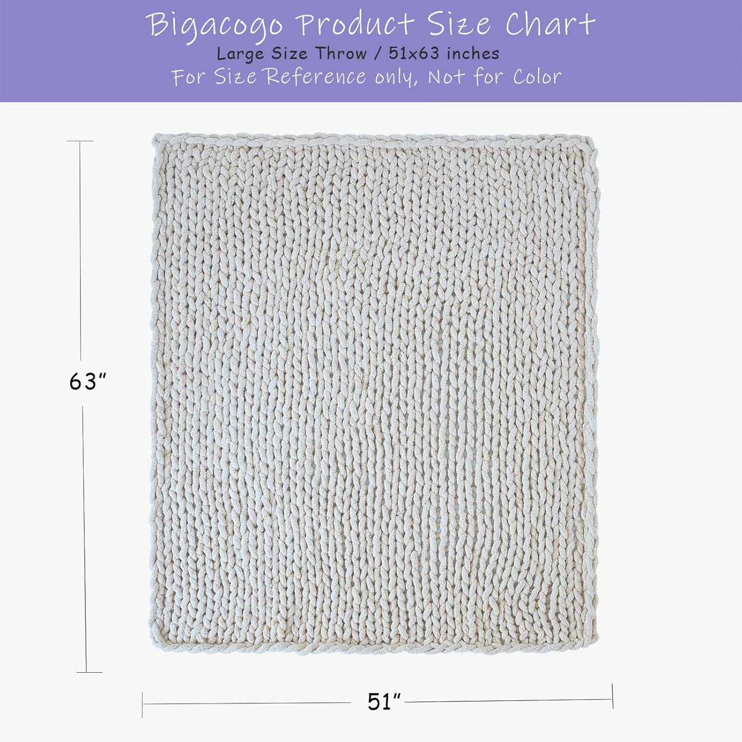 Bigacogo Chunky Knit Throw Blanket for Couch, 51x63 inches, 100% Hand Knitted with Thick Jumbo Chenille Yarn, Cozy Soft Large Rope Knot Cable Crochet Blankets for Sofa Bed Living Room, Misty Green