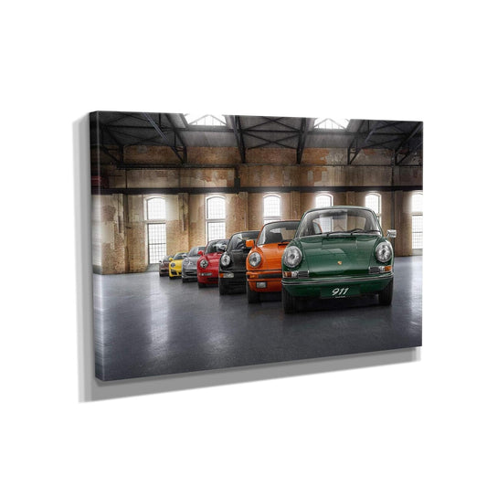 Porsche Car 911 Color Revolution Canvas Art Print Picture Wall Home Decor - Various Sizes (12in x 8in Gallery Wrapped)