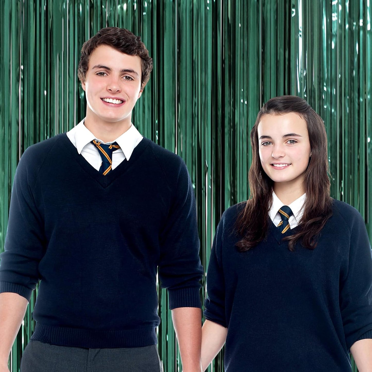 3 Pack 3.3 x 8.2 ft Retro Green Foil Fringe Backdrop Curtains, Tinsel Streamers Party Decorations, Fringe Backdrop, Door Shimmer for Christmas