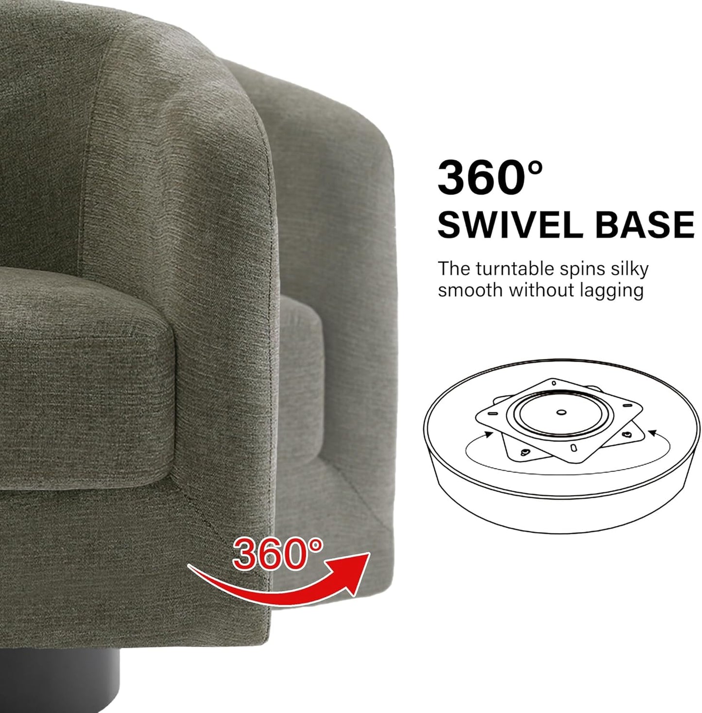 Swivel Barrel Accent Chair, Modern Round Chenille Fabric Arm Chair for Living Room, Bedroom, Comfy Club Reading Chairs for Adults（Chenille Fabric, Tan, Set of 4