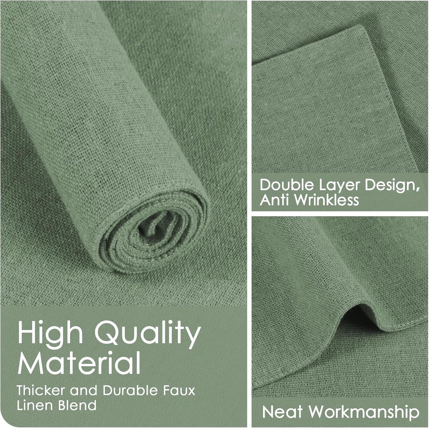 MANSPHIL Sage Green Cloth Placemats Set of 6, Double Layer Faux Linen Place Mats Heat Resistant Washable Table Mats for Dining Kitchen, 13x19 Inch