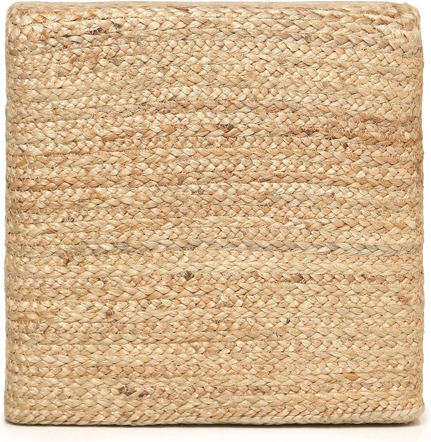 REDEARTH · Cube Pouf Foot Stool Ottoman - Jute Braided Pouffe Poof Accent Sitting - Set of 2 Footrest for The Living Room, Bedroom, Nursery, Patio, Lounge, Office - 14.5”x14.5”x16” - Natural