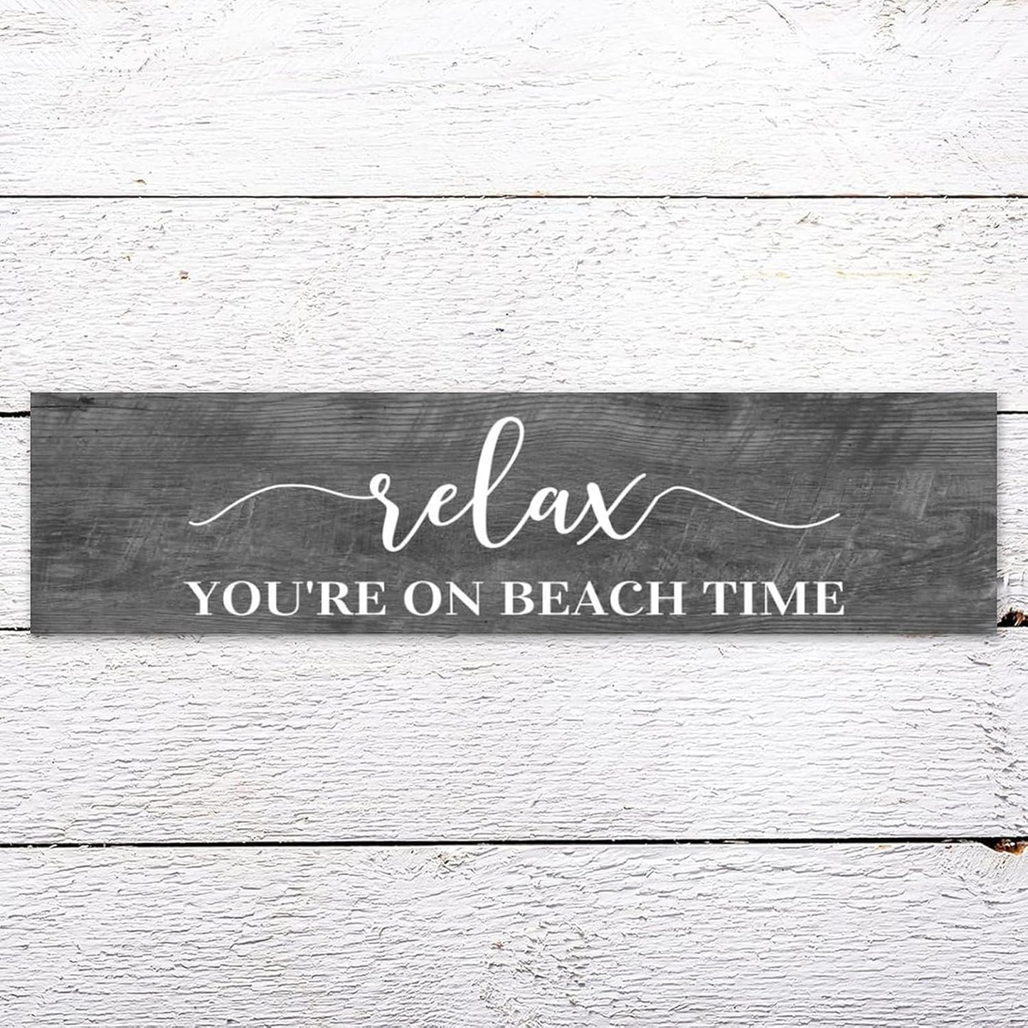 Generic Funny Wood Sign Relax You're On Beach Time Rustic Wooden Hanging Sign Home Farmhouse Kitchen Wall Decoration 16 x 4 Inch