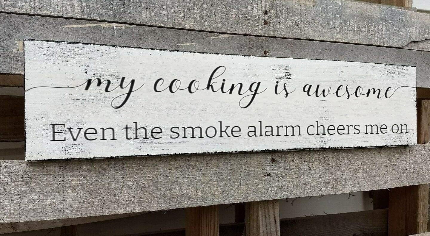 Funny Kitchen Sign, My Cooking is So Awesome, Farmhouse Kitchen Wall Decor,Rustic Quote Wooden Plaque Hanging for Housewarming (Cooking) 6x18 Inch
