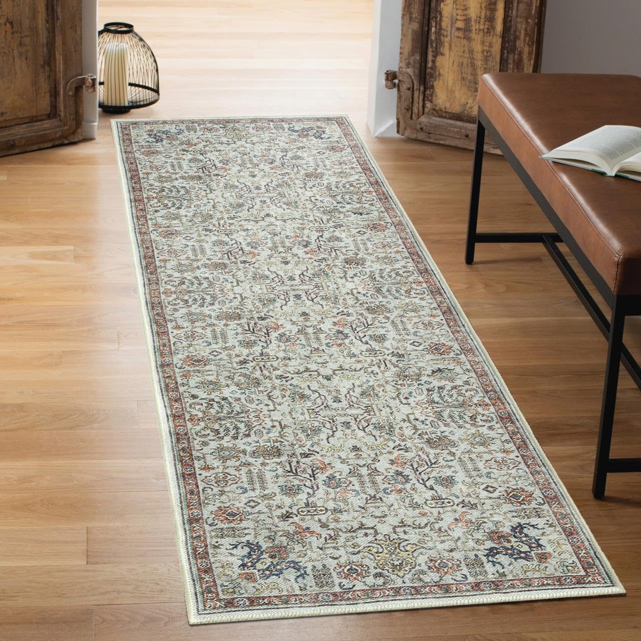 Keen Home Design 2x10 Rug - Machine Washable Runner Rug with Non-Slip Backing, Ideal for Hallway, Entryway, Kitchen, Laundry Room - Vintage, Easy Clean, Durable, Low Pile - (2'6" x 10')