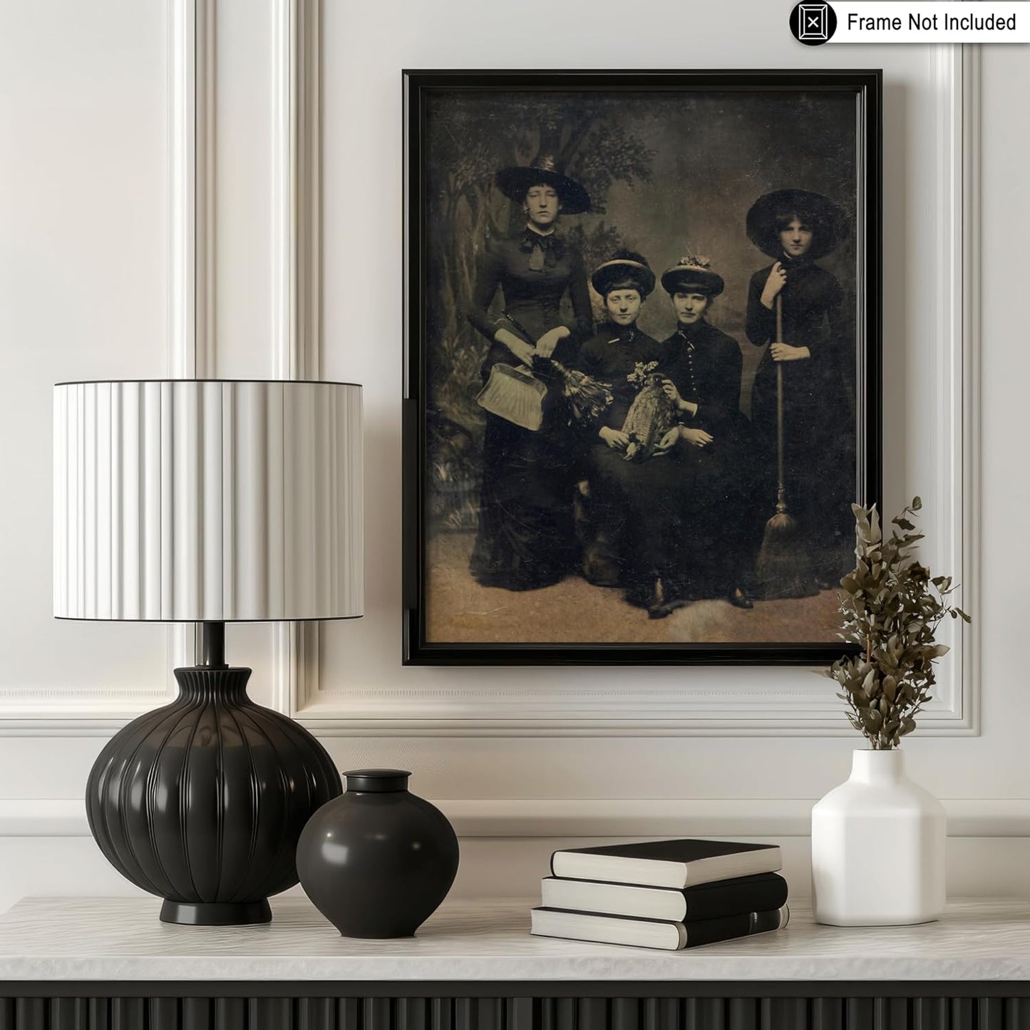 Poster Master Vintage Four Witches Coven Poster - Retro Witches Print - Witchcraft Art - Halloween Art - Gift for Men & Women - Gothic Decor for Living Room, Bedroom or Dorm - 8x10 UNFRAMED Wall Art