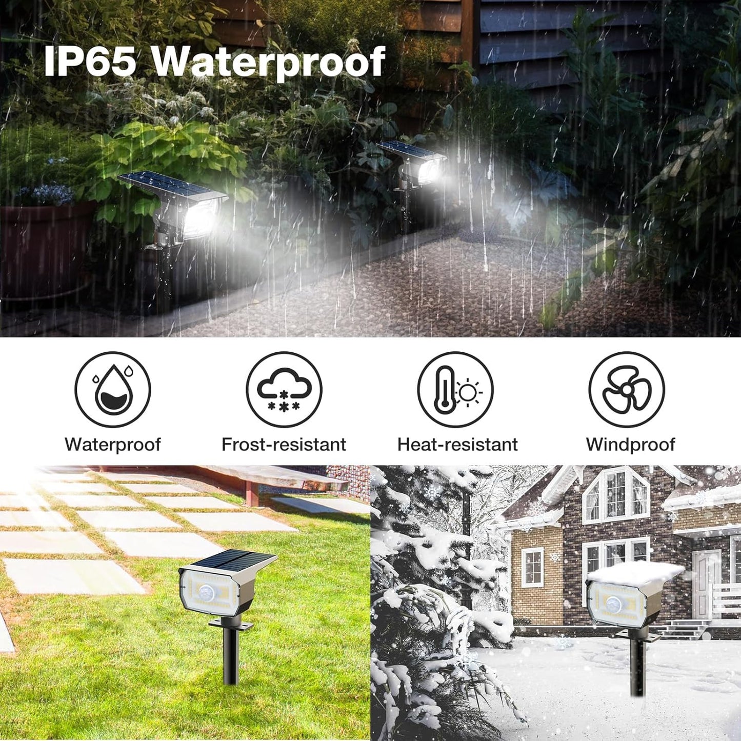 [ 8 Pack/56 LED ] Solar Lights Outdoor Motion Sensor, Spot Landscape Lighting with 3 Modes, Waterproof Spotlights Dusk to Dawn for Outside Yard Tree Garden Pathway Sidewalk Driveway, Cool White