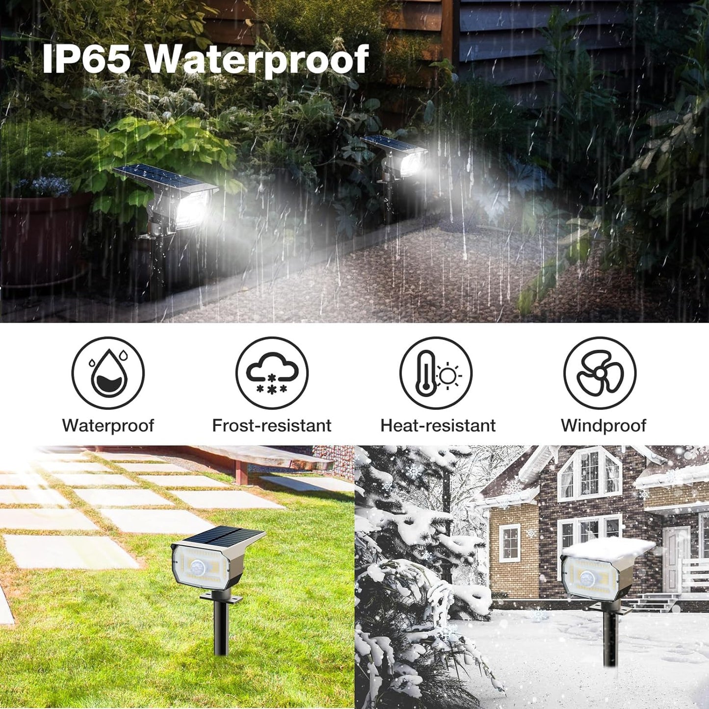 nipify Solar Spot Lights Outdoor Motion Sensor with 3 Modes, [ 12 Pack/56 LED ] Solar Spotlights Outdoor Waterproof 2-in-1 Auto On/Off Landscape Lighting for Outside Yard Wall Garden Path,Cool White