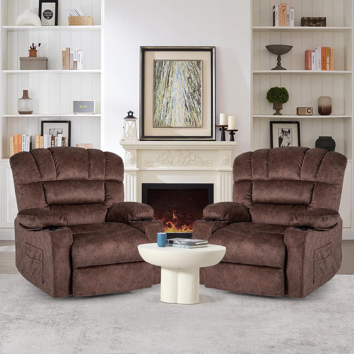 Recliner Chair Manual Modern Ergonomic Lounge Single Sofa Seat Living Room Lounge Recliners on Clearance Foam Filling
