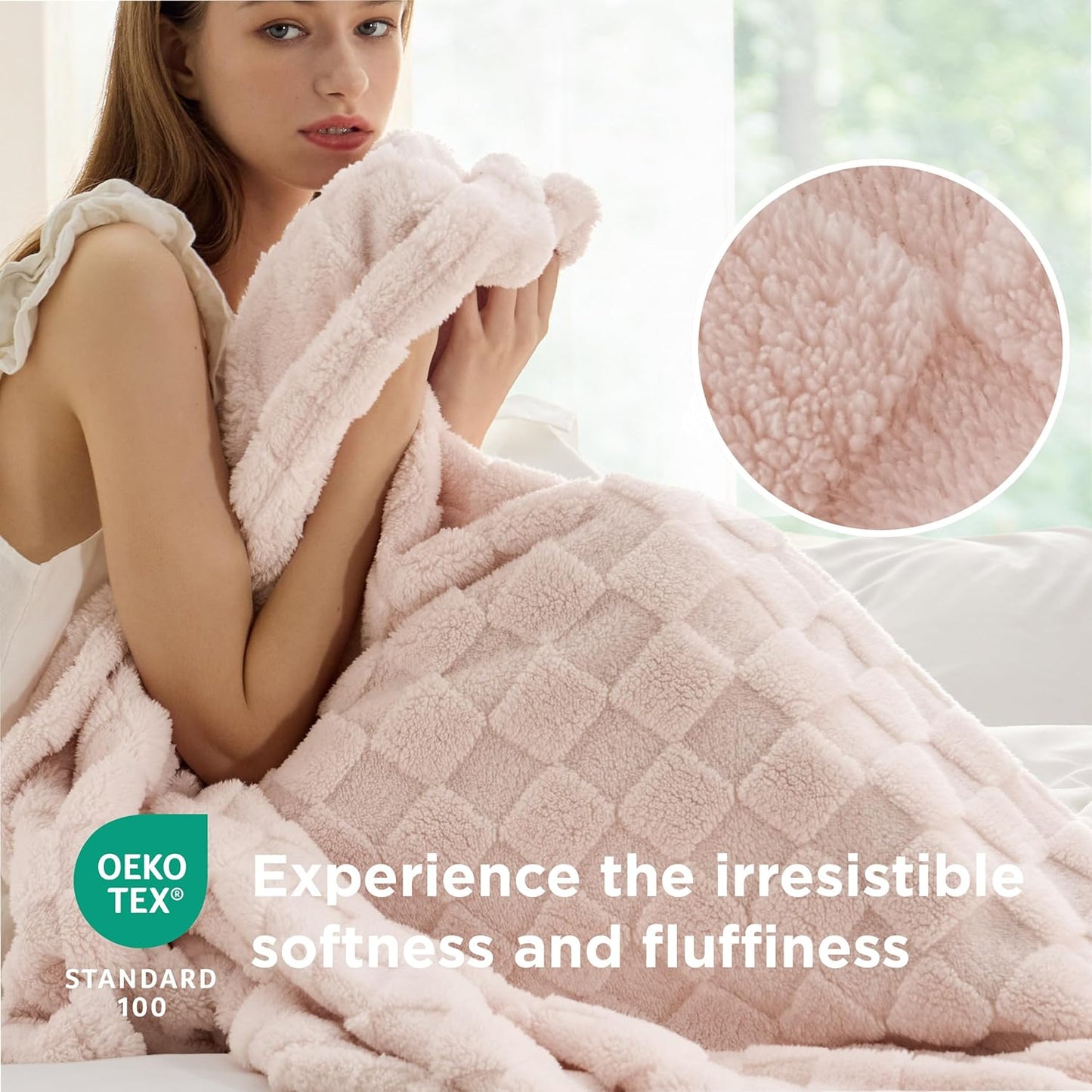 Bedsure GentleSoft Twin Blanket for Bed Light Pink - Super Soft Cozy Blankets for Women Men Girls, Cute Fuzzy Fleece Throws for Bedroom Couch, 60x80 Inches