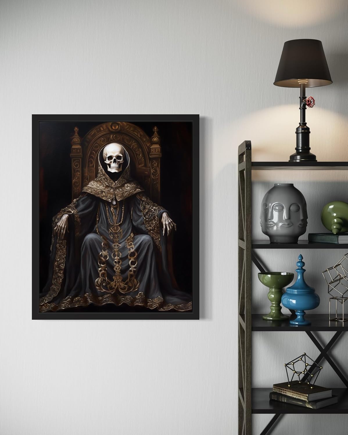 Skull King Poster Art Print, Halloween Scary Vintage Wall Art Academia Spooky Painting Decoration for Horror Prints, Gothic Posters Bedroom Decor 89 (Skull King 1, 11 x 14 inches, Unframed)