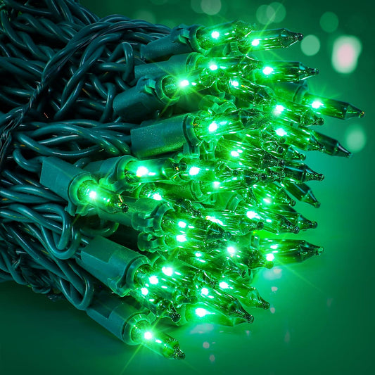 woohaha Christmas String Lights, 120V UL Certified 2PACK 50 Count Incandescent Clear Mini Green Wire Fairy Light, Xmas Tree Lights for St. Patrick's Day Patio Garden Outdoor Indoor, Green