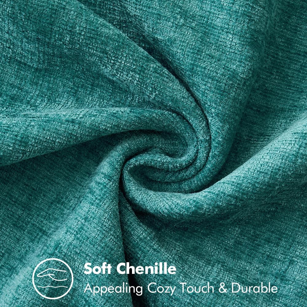 MIULEE Pack of 2 Couch Throw Pillow Covers 18x18 Inch Coastal Teal Farmhouse Decorative Pillow Covers with Stitched Edge Soft Chenille Solid Dyed Spring Pillow Covers for Sofa Bed Living Room