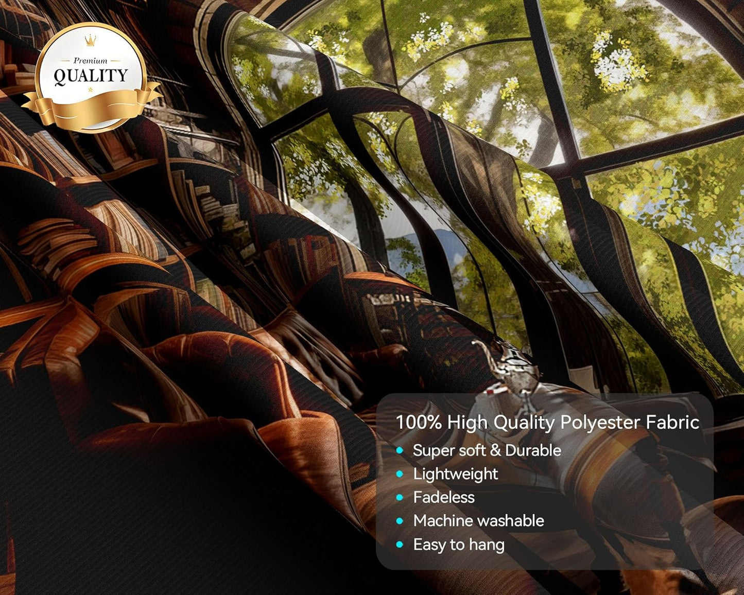 dueeia Book Library Tapestry Wall Hanging Medieval Bookshelf Vintage Window Bookcase Backdrop Wall Decor for Bedroom Aesthetic Living Room Office (59.1"x51.2")