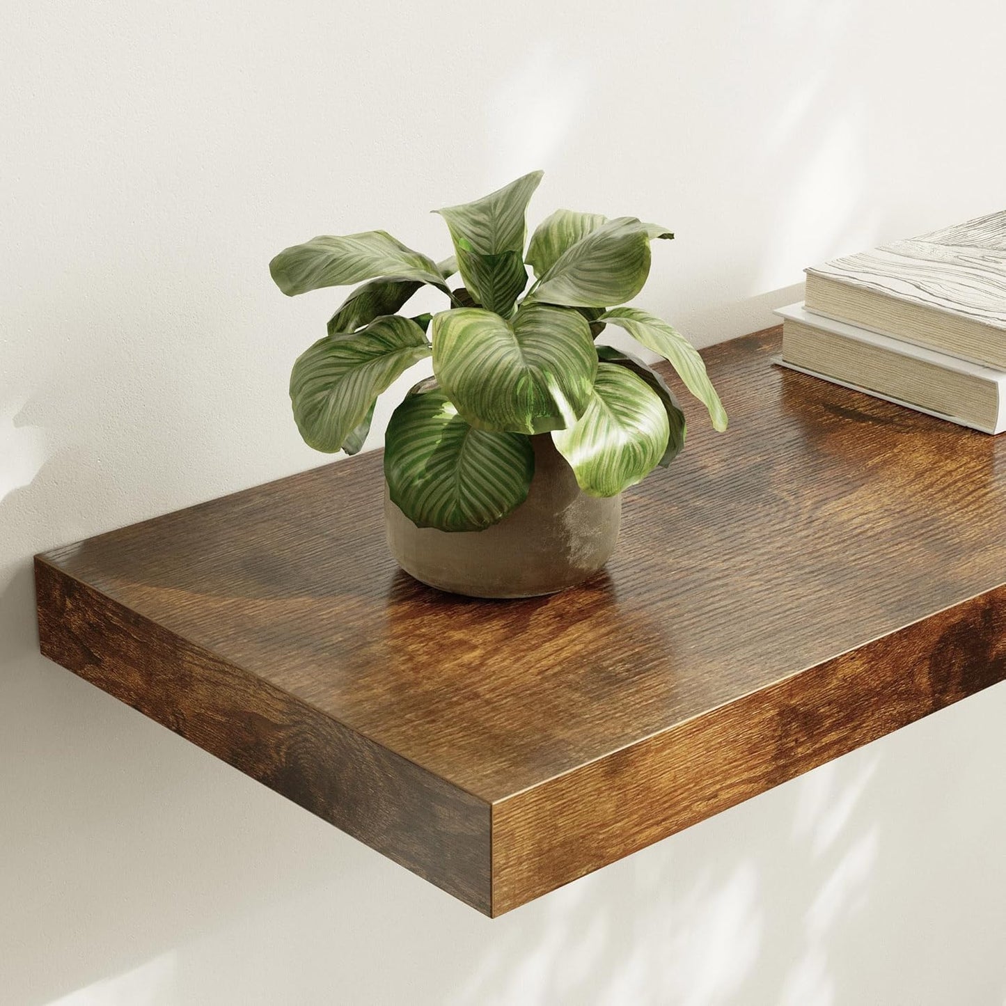 Large Floating Shelves for Wall Set of 3 Wooden Wall Shelves 24 in x 12.75 in x 2 in Room Decor Long Shelf with Invisible Wall Mount Bracket for Bedroom Kitchen Living Room Rustic Brown