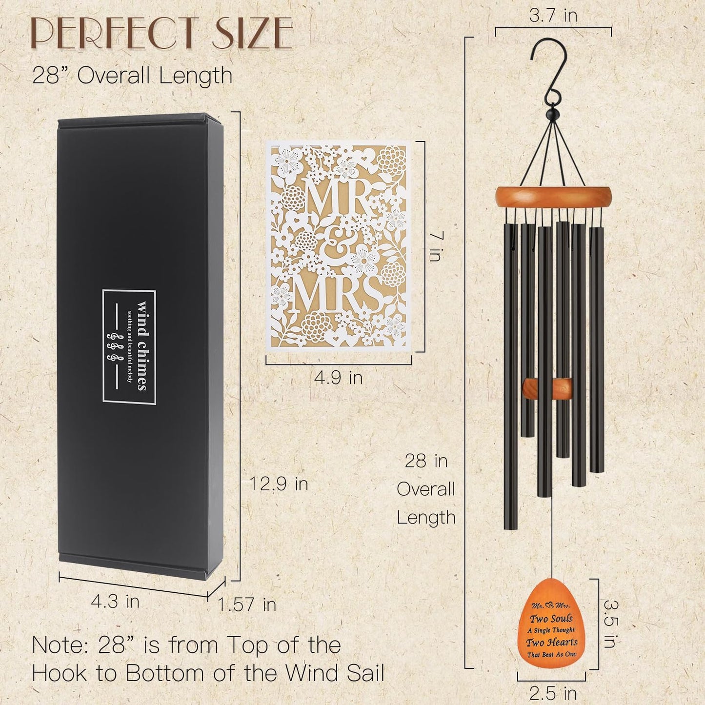 Wedding Gifts for Couple 2025,Married Gifts for Newlywed Mr. and Mrs. Wind Charms,Wedding Wind Chime,Engagement Gift idea for Couple Home