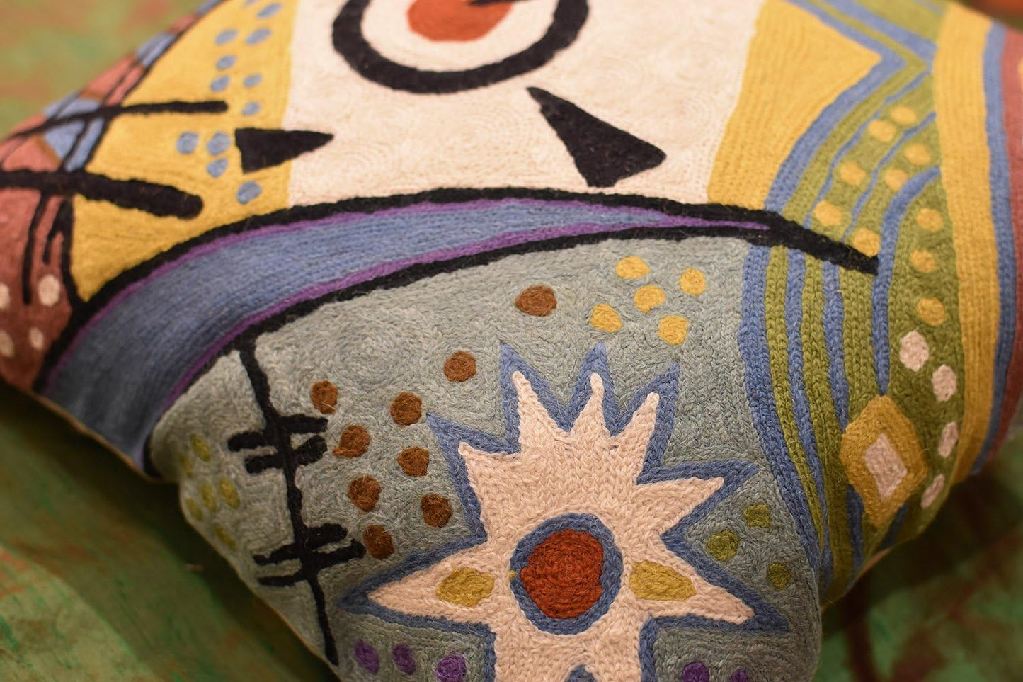 Kandinsky Modern Throw Pillow Cover - Cosmic III | Abstract Pillow | Modern Couch Pillow | Contemporary Pillows | Outdoor Pillow | Mid Century Chair Cushions | Handmade Wool Size 18x18