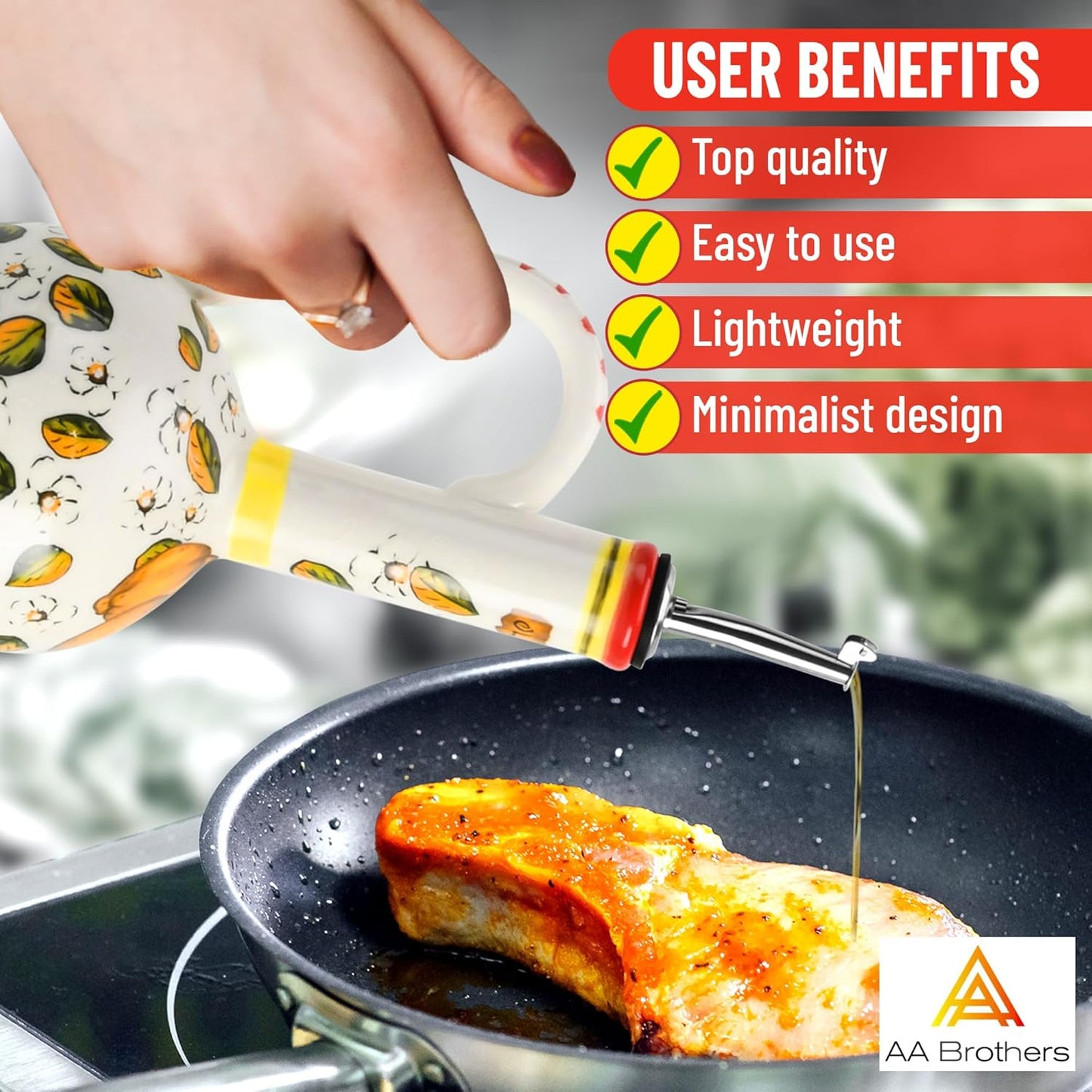 15Oz Ceramic Handmade Oil Dispenser with 3 olive design