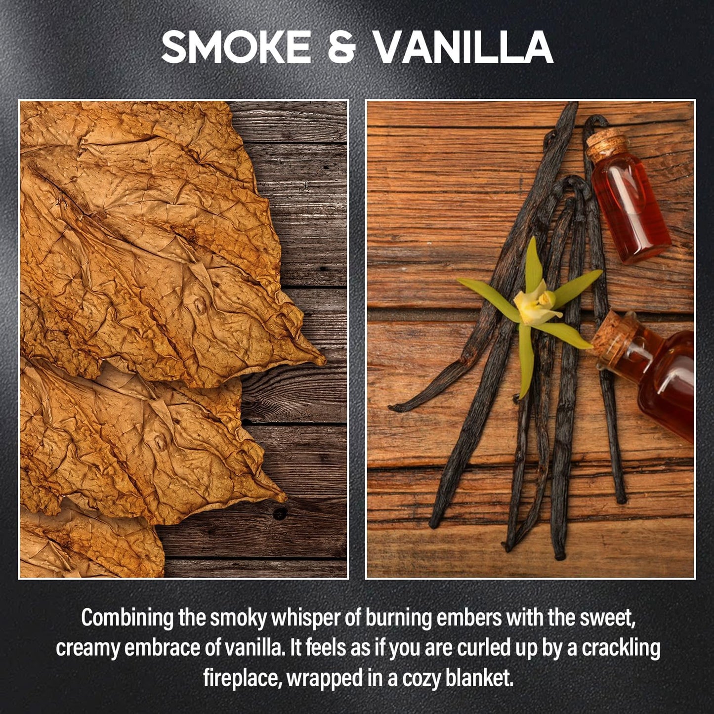 Smoke ＆ Vanilla Candle, 9oz Scented Candle for Men, Scented Candles for Home, Gifts for Men, Personalized Blessing Minimalist Men's Gifts