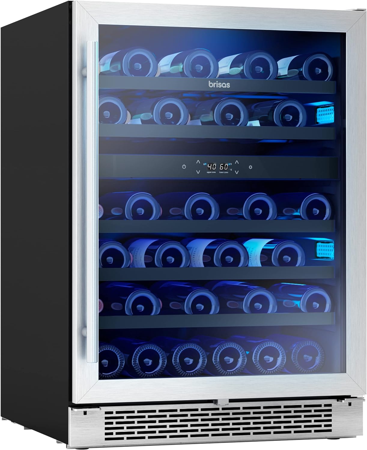 Zephyr BWN24C02AG Brisas 24 Inch Wide 46 Bottle Capacity Built-In or Freestanding Wine Cooler with Dual-Pane Door - Stainless Steel