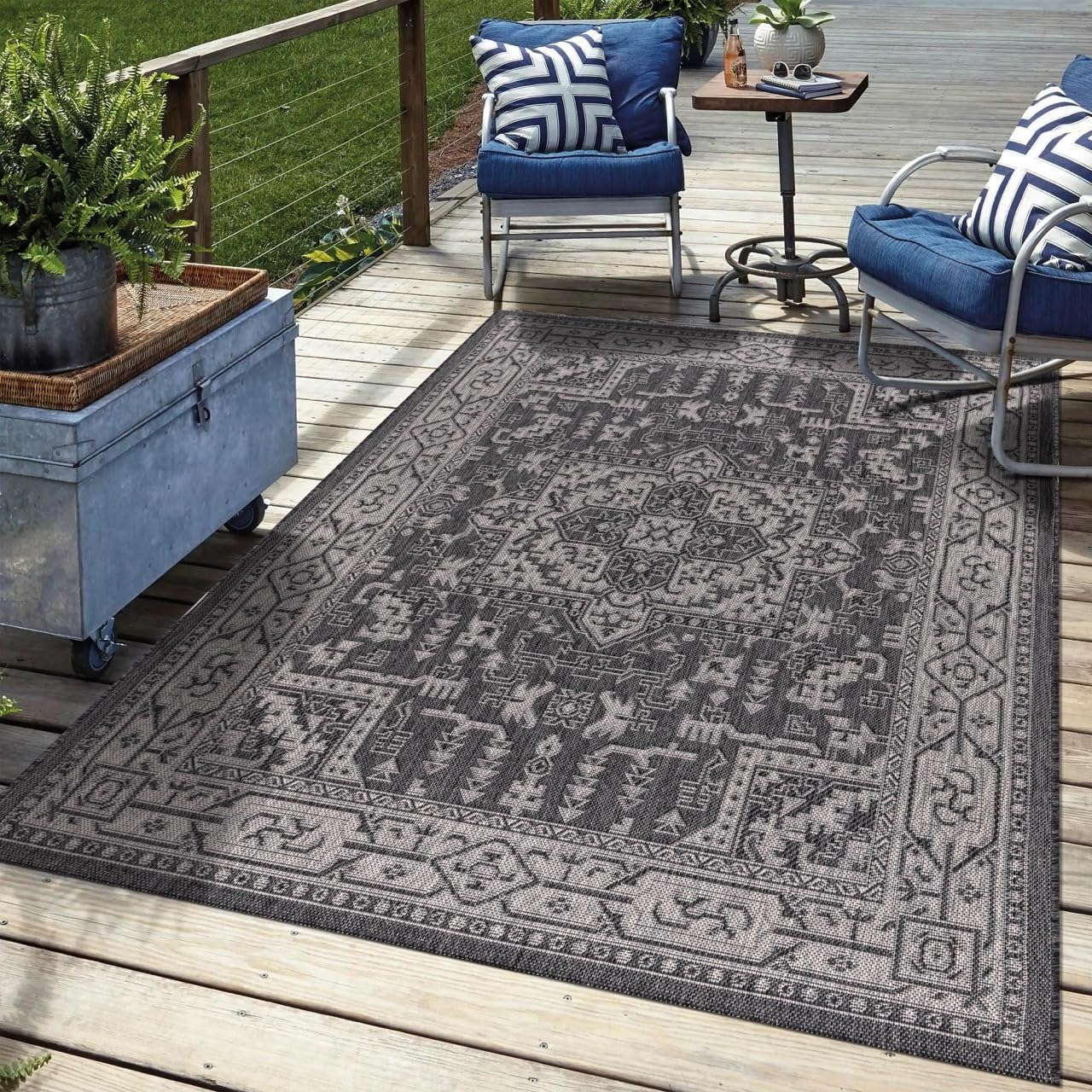 Keen Home Design Terrace Outdoor Area Rug - 6x9 Washable Indoor/Outdoor Rug for Patio, Kitchen, Balcony, Beach, Garden, Deck and Porch, Size: 6'x8'10"