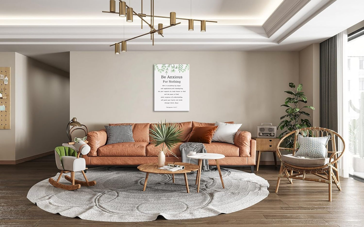 Inspirational Wall Art Philippians 4:6-7 Painting Canvas Print Office Wall Decor Christian Poster Be Anxious for Nothing Framed Motivational Quotes Wall Art Decoration Ready to Hang[30" W X 40" H]