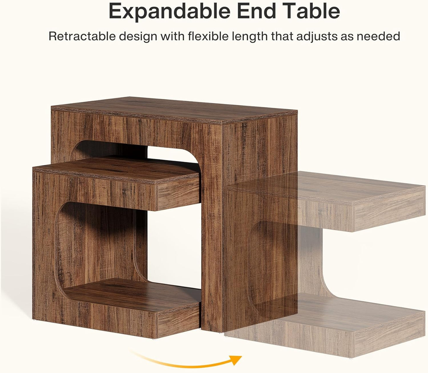 Tribesigns Nesting End Table Set, Walnut Side Table for Living Room, Night Stand Set for Bedroom, Small Spaces, Brown